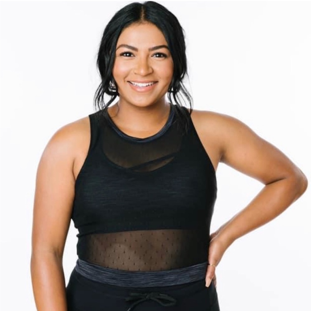 Zyia Active Black Luxe High Neck Mesh Tank Size Xl Gem